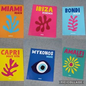 6pcs Colourful Travel Posters/ Prints (no frame)